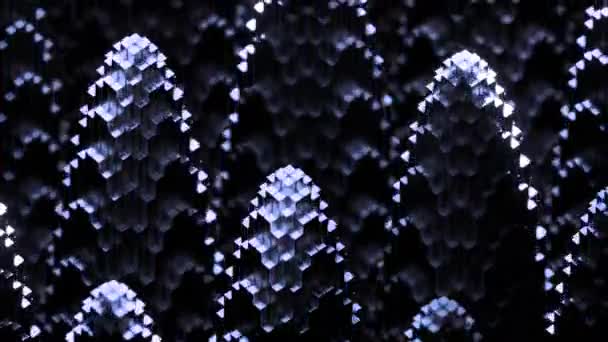 黒い背景に楕円形の粒子の抽象的な落下粒子 デザイン 小さな三角形の落下の滝 — ストック動画