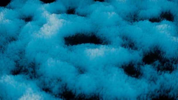 Czarne Tło Niebieskimi Chmurami Projektowanie Małe Pływające Niebieskie Bryły Powietrza — Wideo stockowe