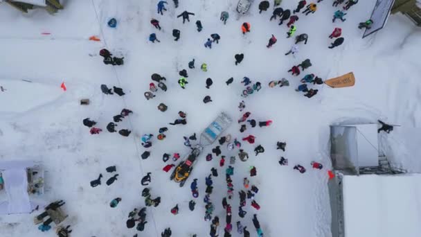 Switzerland Bern January 2023 Top View Crowd People Winter Marathon — Stock Video