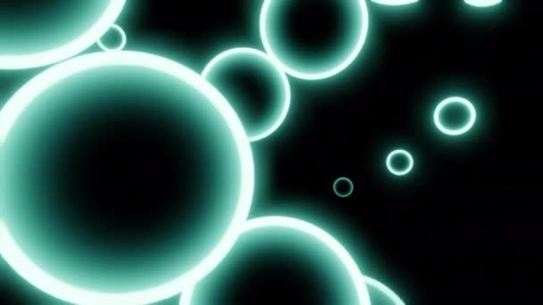 Neonowe Kulki Poruszają Się Spirali Kosmosie Projektowanie Świecące Pierścienie Kształcie — Wideo stockowe