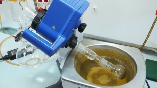 실험실에서 비디오 다양한 테스트 튜브와 요소와 과학자와 가벼운 고품질 — 비디오