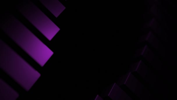 Фіолетові Сині Смуги Дизайн Чорний Фон Стрічками Які Розходяться Різних — стокове відео