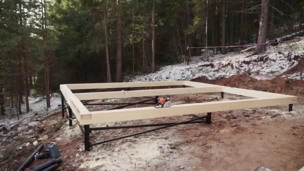Work Construction Site Clip Adult Men Toss Lot Material Construction — Stock Video