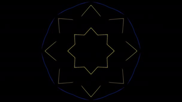 黒い背景にダビデの星の抽象的なアニメーション デザイン ケルドーコピック効果で星を広げる — ストック動画