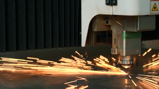 Otomatik Lazer Makinesinin Metal Levha Kesme Işlemi Yaratıcı Metal Lazer — Stok video