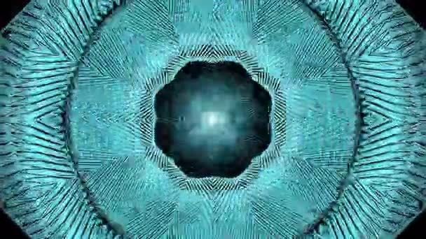 Niebieski Metalowy Blask Falujących Pierścieni Projektowanie Okrągłe Sylwetki Pulsujący Rdzeń — Wideo stockowe