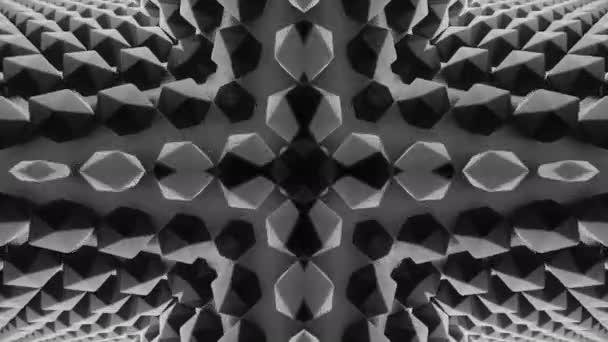 カレイドスコピックパターン エッジ付きの容積形状のテクスチャーを移動します デザイン 光学的錯覚を横断する — ストック動画