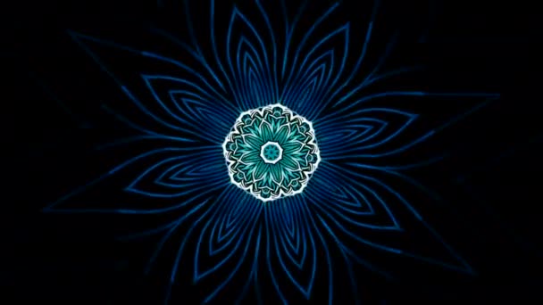 Padrão Mandala Pulsante Com Linhas Néon Desenho Padrão Floral Pulsa — Vídeo de Stock