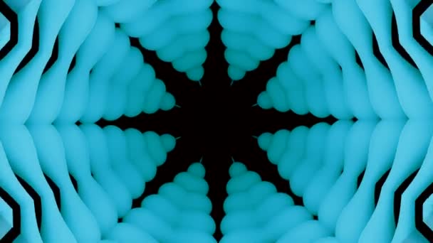 抽象的なパターンと光線の円 デザイン 黒い背景に脈動する点からの光の波の流れ 宇宙で移動する3D光線センサーの光波フラッシュ — ストック動画