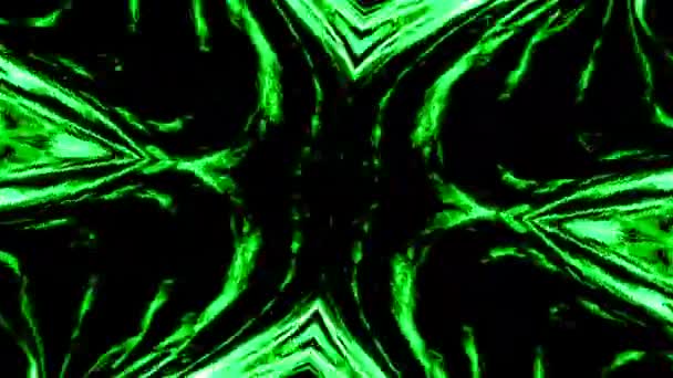 光るプラズマの速い流れ デザイン プラズマ抽象パターンの対称液の流れ 黒い背景にプラズマネオンパターンの高速流れ — ストック動画