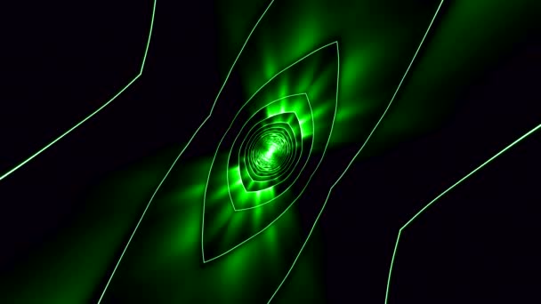 宇宙流动的催眠隧道 移动有发光中心的网络隧道 椭圆形的线正朝能量孔的发光中心移动 — 图库视频影像
