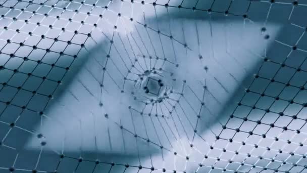 Сетка Движется Волнами Треугольным Узором Светом Дизайн Сетка Точками Движущимися — стоковое видео