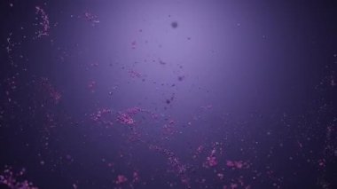 Üç boyutlu noktalar moleküller gibi akıntılarda hareket eder. Tasarım. Uzayda hareket eden nokta veya moleküllerin akışı. Moleküler noktaların hareketli akışlarıyla biyolojik alan. 