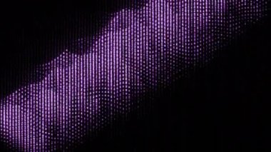 Siyah arka planda parlayan noktaların dalgaları. Tasarım. Parlak elektronik noktalar siber uzayda dalgalar halinde hareket eder. Parlak noktalardan parlak dalgalar. 
