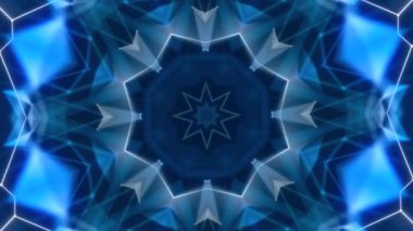 Parlak parlak neon çizgileri olan mandala. Hareket. Parlak hareketli mandalanın hipnotik animasyonu. Neon çizgileri ve hipnotik deseni olan mandala.. 