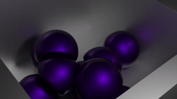 Bolas Coloridas Caem Caixa Desenho Bolas Com Estrutura Borracha Caem — Vídeo de Stock