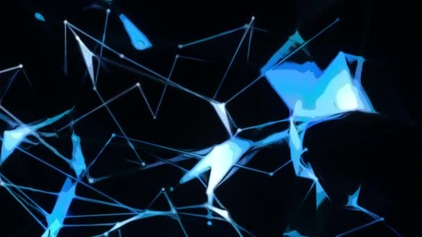 Teia Eletrônica Linhas Triangulares Moção Movendo Ciberweb Espaço Fundo Preto — Vídeo de Stock