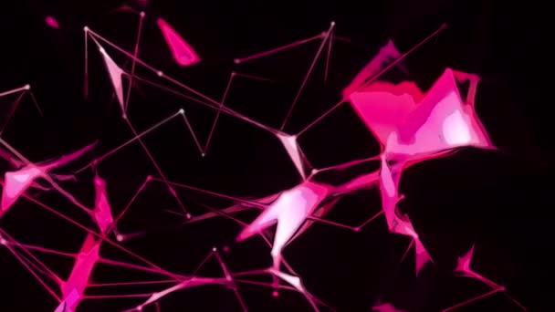 Siatka Liniami Kolorowymi Trójkątami Koncepcja Shimmering Kolorowe Plamy Sieci Cybernetycznej — Wideo stockowe