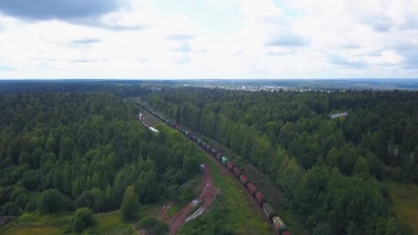 Pemandangan Terbaik Kereta Barang Latar Belakang Kota Jepit Kereta Industri — Stok Video