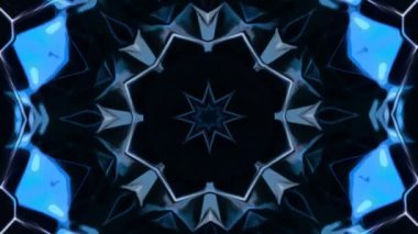 Parlak parlak neon çizgileri olan mandala. Hareket. Parlak hareketli mandalanın hipnotik animasyonu. Neon çizgileri ve hipnotik deseni olan mandala.. 