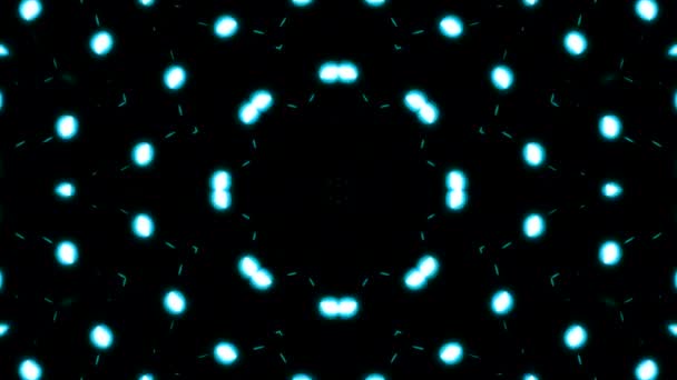 在催眠模式中移动发光点 简单的万花筒图案与发光点 图案中发光点的移动抽象圈 — 图库视频影像