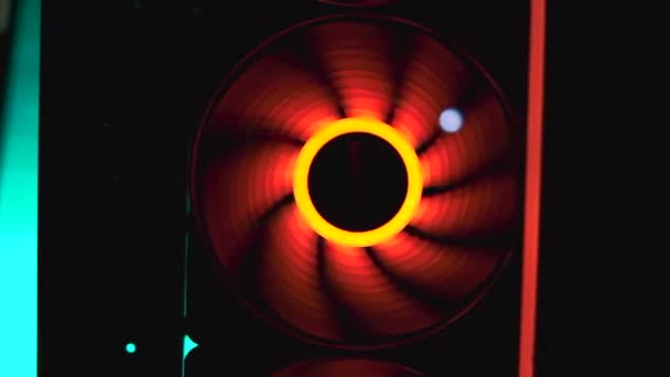 Integral Part Computer Spinning Fan Clip Close Cooling System Modern — Stock Video