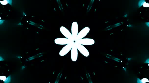 Абстрактный Цветочный Узор Пульсирующими Вспышками Дизайн Пульсирующий Гипнотический Узор Яркими — стоковое видео