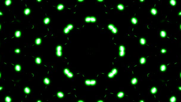 在催眠模式中移动发光点 简单的万花筒图案与发光点 图案中发光点的移动抽象圈 — 图库视频影像