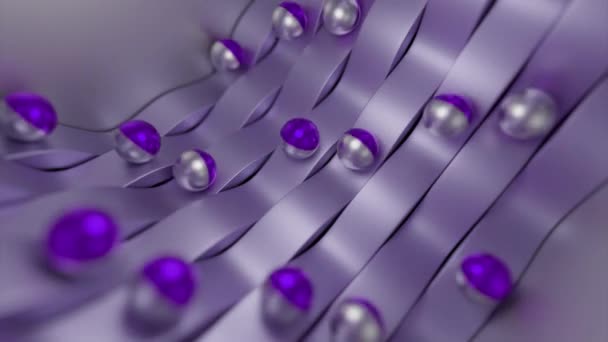 五彩缤纷的玻璃球在波浪形的路上滚动 简单几何形状的循环运动设计 — 图库视频影像