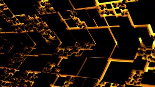 Pohybující Prostor Kybernetickým Čtvercem Design Neonový Vzor Čtverci Pohybujícím Tunelu — Stock video