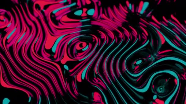 Abstracto Líquido Ondulante Textura Pegajosa Diseño Hermosas Líneas Rojas Ondeando — Vídeos de Stock
