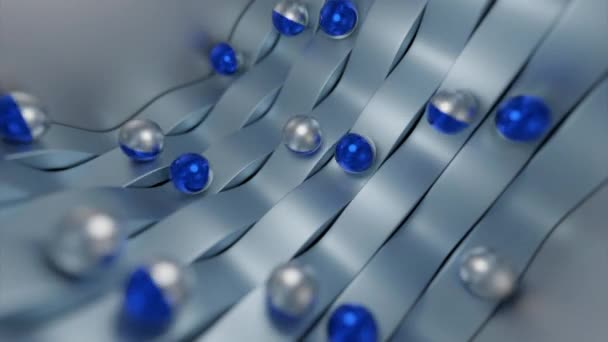 五彩缤纷的玻璃球在波浪形的路上滚动 简单几何形状的循环运动设计 — 图库视频影像