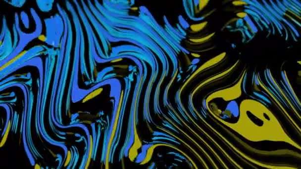 Absztrakt Hullámos Kék Sárga Gradiens Színháttér Tervezés Holografikus Hullámzó Textúra — Stock videók