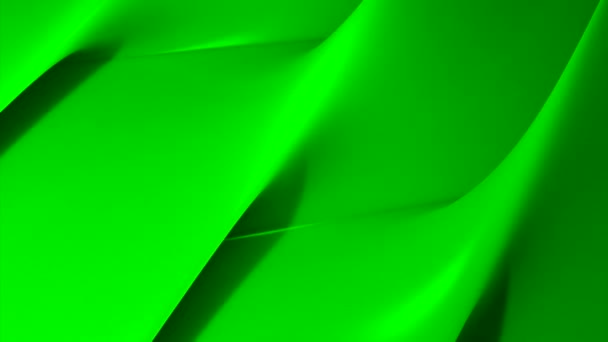 摘要流动的绿色折叠背景 多彩的缓慢流动的纹理 褶皱产生阴影 — 图库视频影像
