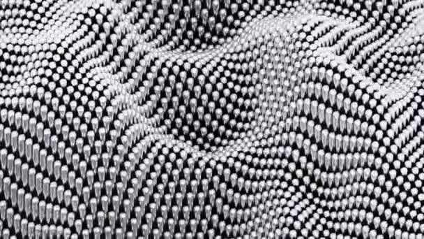 Abstrakte Wellenförmige Textur Aus Grauen Kleinen Kugeln Design Winzige Metallperlen — Stockvideo