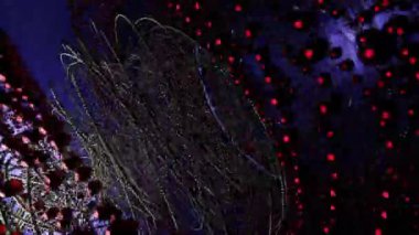 Karışık metal teller ve küçük kürelerden oluşan soyut bir kasırga. Tasarım. Hızlı dönen 3 boyutlu spiral