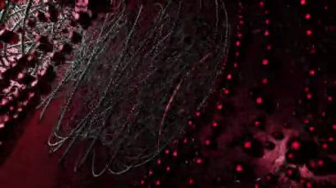 Karışık metal teller ve küçük kürelerden oluşan soyut bir kasırga. Tasarım. Hızlı dönen 3 boyutlu spiral