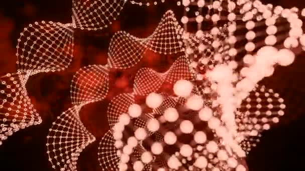 Animation Dna Strand Spinning Dark Red Light Trails Design Science — Stock Video