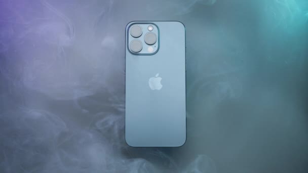 Сша Нью Йорк Вересня 2023 Рекламне Відео Iphone Туманом Дія — стокове відео