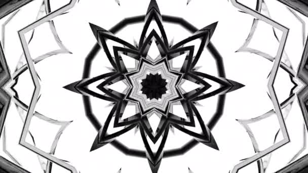 Graficzny Szkic Abstrakcyjny Fraktalnymi Gwiazdami Lub Kwiatami Projektowanie Wzór Symetryczny — Wideo stockowe