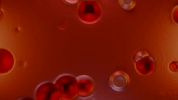 沸腾未知的液体物质 圆球气泡出现在平静的表面上 — 图库视频影像