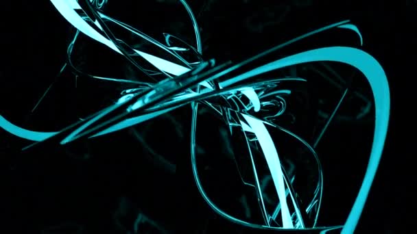 メタリックラインを曲げた抽象的なエレガントな魔法の背景 デザイン 黒い背景に複雑な3D図をツイストする — ストック動画