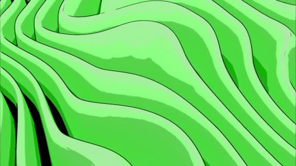 Pieghe Fluenti Stile Cartone Animato Verde Progettazione Infinita Piegatura Agitazione — Video Stock