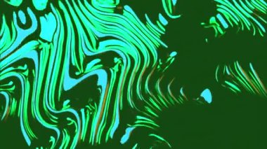 Değişen ve dalgalanan renkli yeşil çizgiler. Tasarım. Işıl ışıl akan sıvı lekeleri