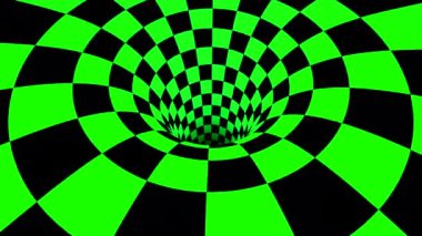 Yeşil ve siyah hipnotik spiral arka plan. Animasyon. Karşıt optik illüzyon