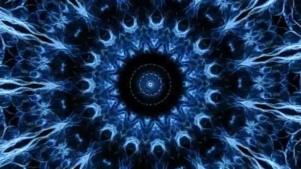 Абстрактна Фрактальна Квітка Поширюється Електрична Енергія Анімація Прикраса Мандали Формі — стокове відео