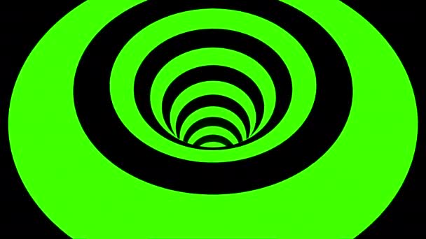 Zelené Černé Hypnotické Spirálové Pozadí Animace Kontrastní Optická Iluze — Stock video