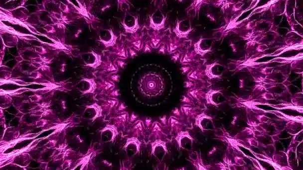 摘要分形花像电能一样扩散 花形的曼达拉装饰品 — 图库视频影像