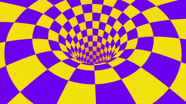 Abstraktní Žlutý Fialový Vír Hypnotickým Efektem Animace Optická Iluze Nekonečně — Stock video