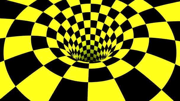Chequered Optische Illusie Animatie Abstract Visualisatie Van Een Ruimte Wormgat — Stockvideo
